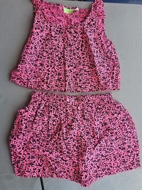 Vintage retro 90s Neon Pink shell shock graffiti beach outfit size womens lrg